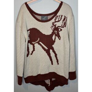 Knitted Dove Sweater Medium Deer Long Sleeve